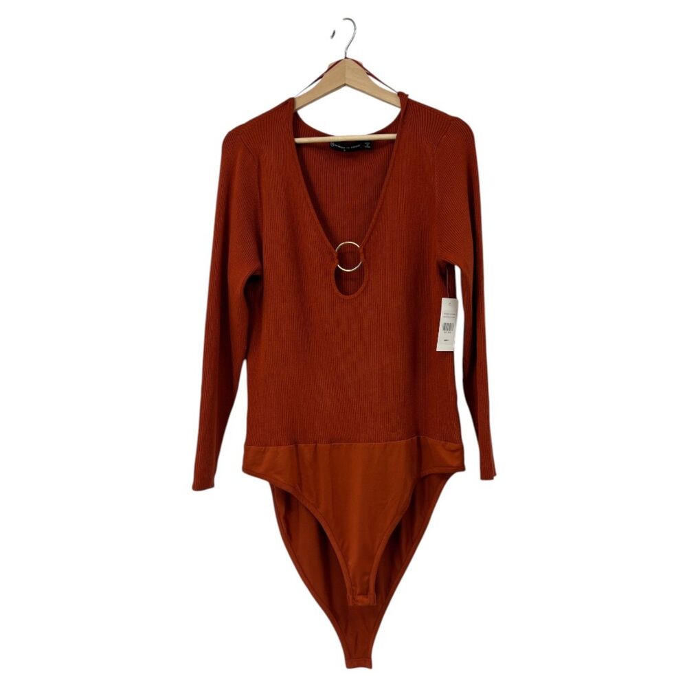Bodysuit Fashion To Figure Ribbed Size 2X Orange womens plus new sweater